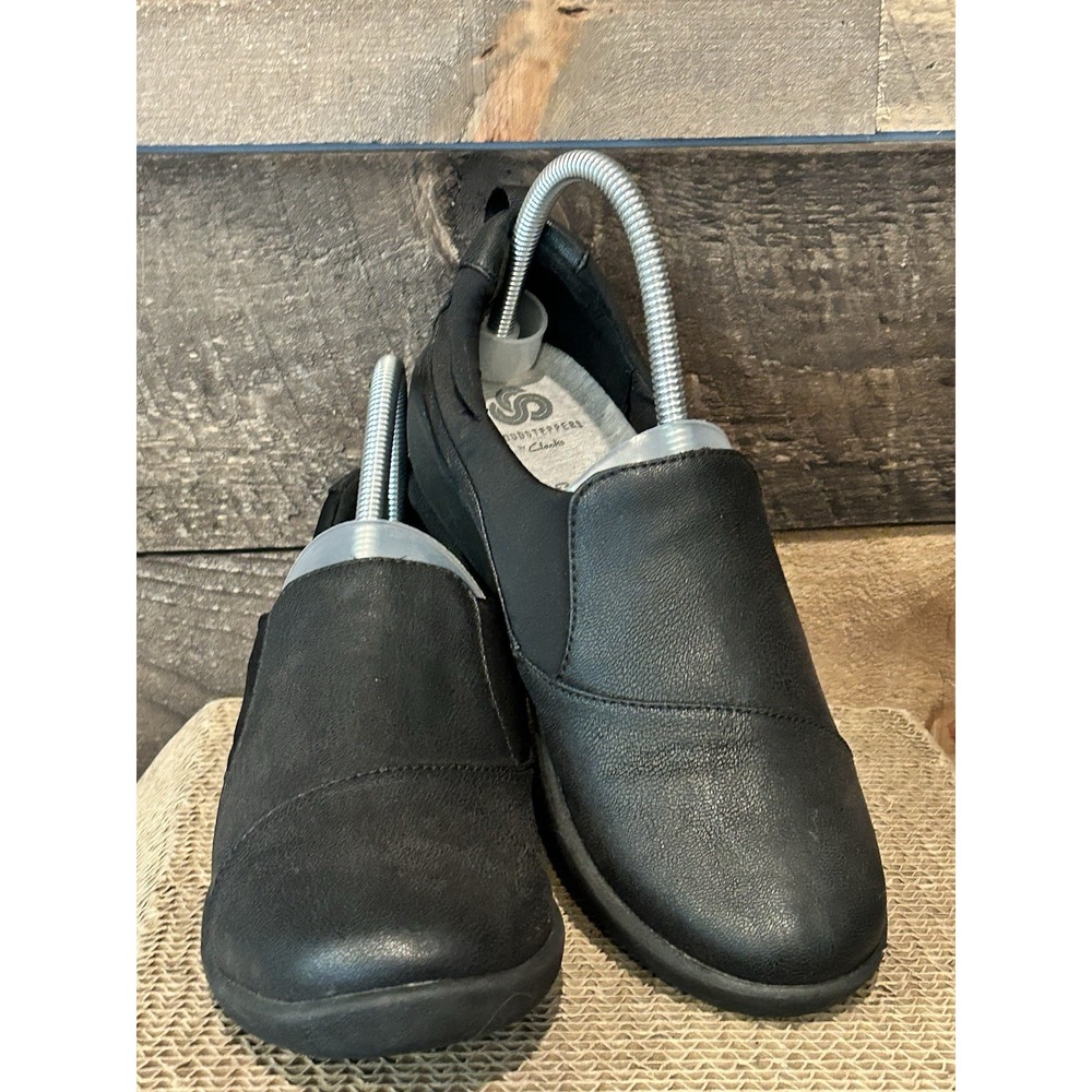 clarks CloudSteppers Sillian Paz‎ Slip-On Loafer Shoes Black Synthetic Nubuck 8